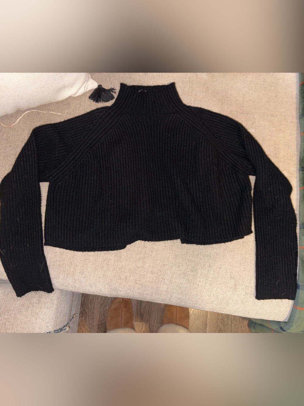 Christian Lacroix Black Ribbed Long Sleeve Sweater Size Medium